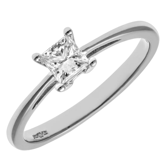 18kt witgouden 1/3 karaat gecertificeerde J/I prinses geslepen diamanten verlovingsring - Image 2