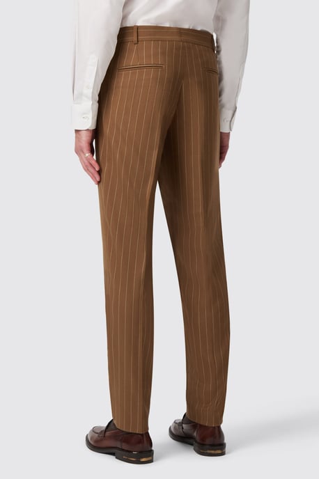 Cuttel Slim Fit Brown Pinstripe Trousers