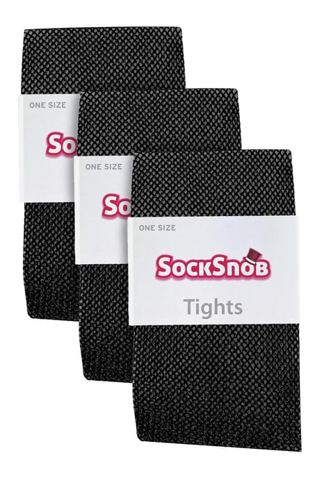 3 Pair Multipack Fishnet Tights for Women | Sock Snob | Stylish Footed Pretty Stocking Ideal for Dance Party - Black - Image 2