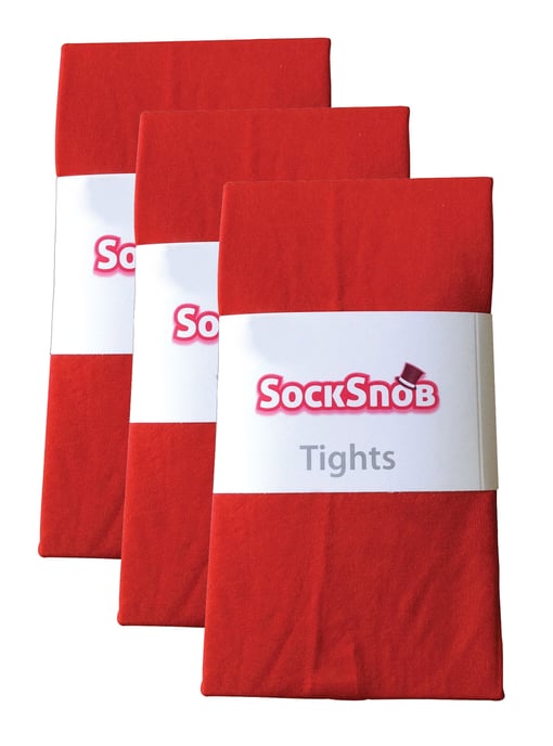3 Pair Multipack Womens Coloured Opaque 80 Denier Tights | Sock Snob | Plain Block Colour Tights - Fire Red - Image 2