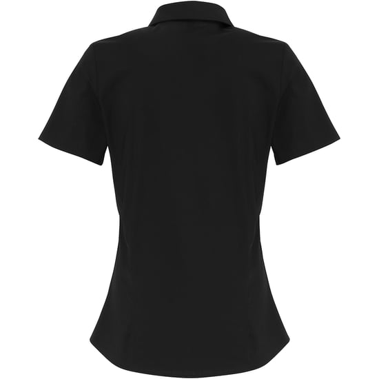 Premier Dames/dames Stretch Fit Poplin Korte Mouw Blouse (Zwart) - Image 2