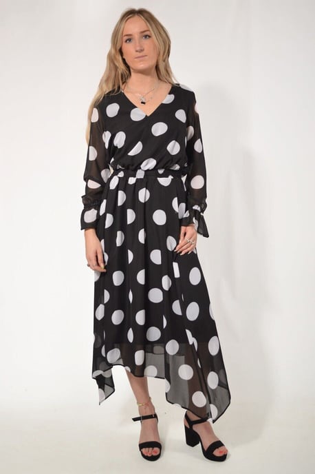 Polka Dot Hanky Hem Dress - Image 4