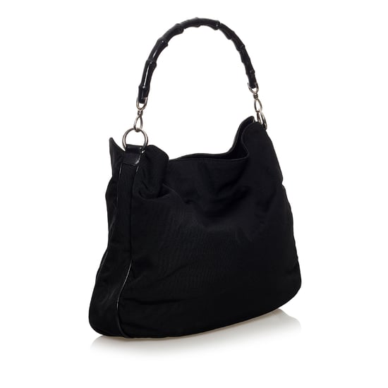 Vintage Gucci Bamboo Canvas Satchel Black - Image 2