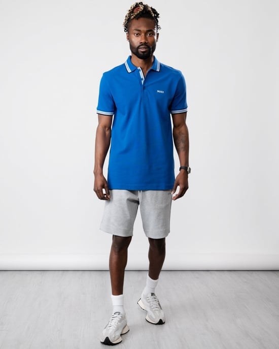 BOSS Blue Paddy Contrast Mens Polo NOS - Image 3
