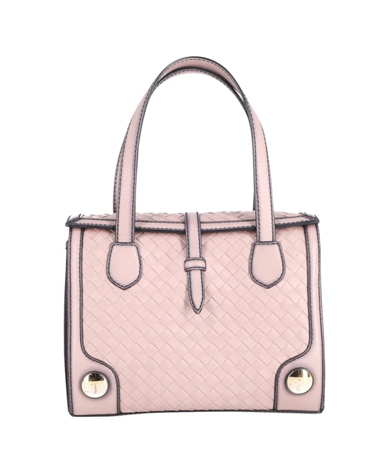 Bottega Veneta Double-Handle Woven Tote Bag in Pink Calfskin Leather - Image 1