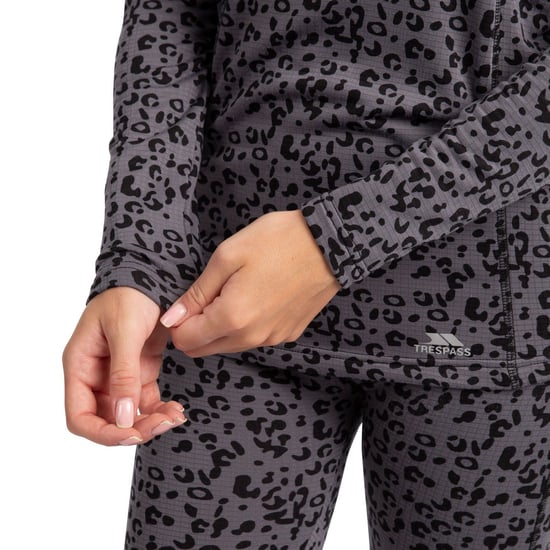 Trespass Womens/Ladies Elianne Leopard Print Base Layer Top (Dark Grey)