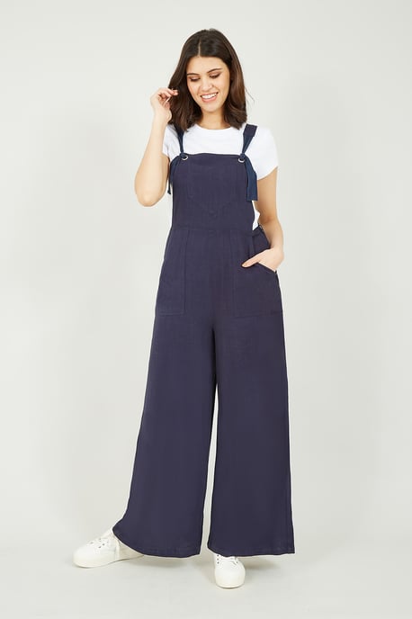 Yumi Navy Linen Dunagrees