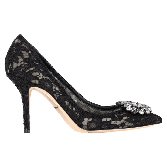 Dolce & Gabbana Spets Regnbågs Pumpar med Brosch i Svart Rayon - Image 1