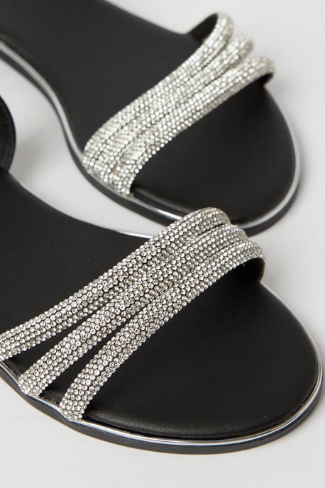 Wide Fit Fern Embellished Flat Sandals - Image 4