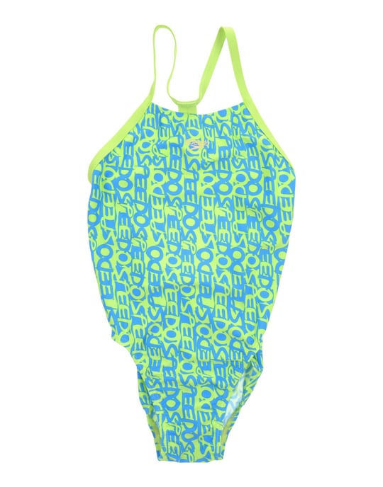 Speedo Girls' Retro Swimsuit in Acid Green
