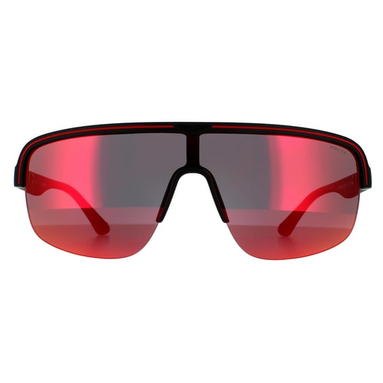 Police Semi Rimless Mens Matte Dark Grey Multilayer Red 90041091