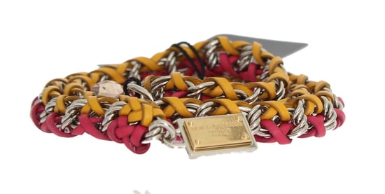 Dolce & Gabbana Red Yellow Leather Crystal Belt - Image 6