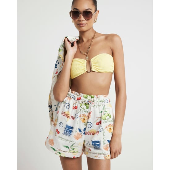 River Island Womens Shorts White Graphic Print