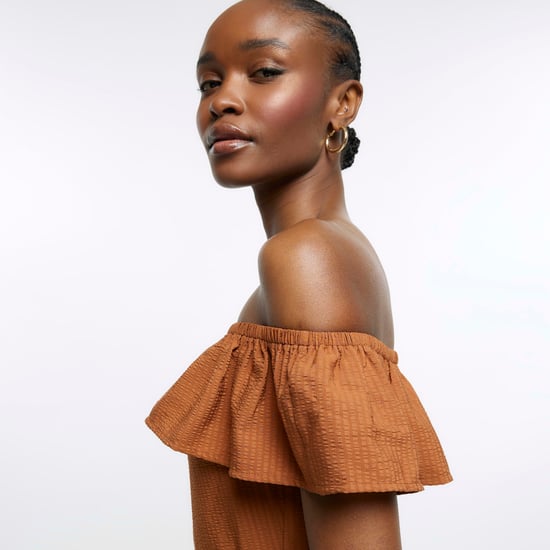 River Island Womens Playsuit Rust Bardot Frill
