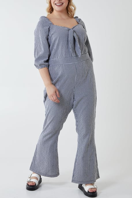 EDIE - Curve Gingham Jumpsuit