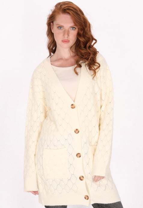 Dreimaster Vest Dames wol wit melange - Image 3