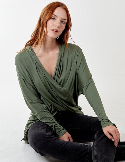 MILA - Asymmetric Drape Front Top