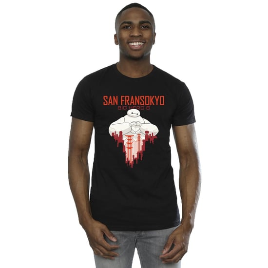 Disney Mens Big Hero 6 Baymax San Fransokyo Heart T-Shirt (Black)