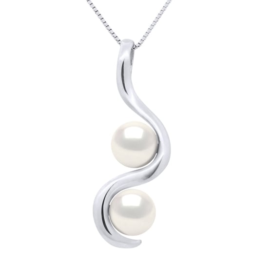 Pendant You & Me - 2 Real Cultured Freshwater Pearls Round 7-8 mm