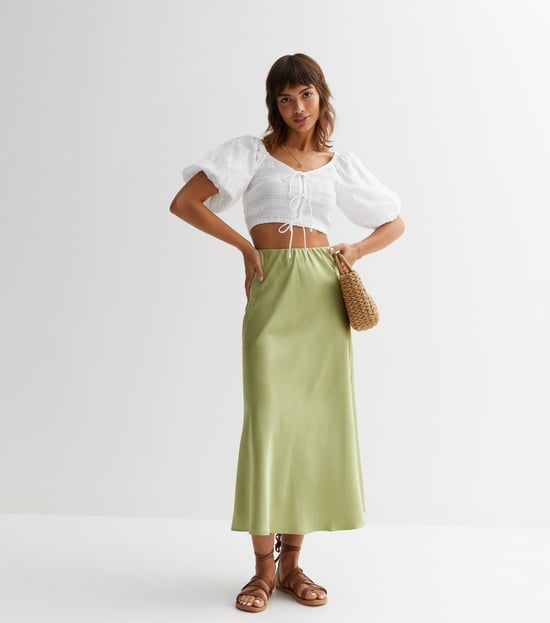 Satin Bias Cut Midi Skirt