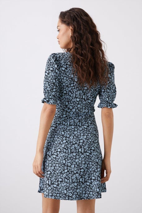 Petite Blue Floral Mini Dress - Image 3