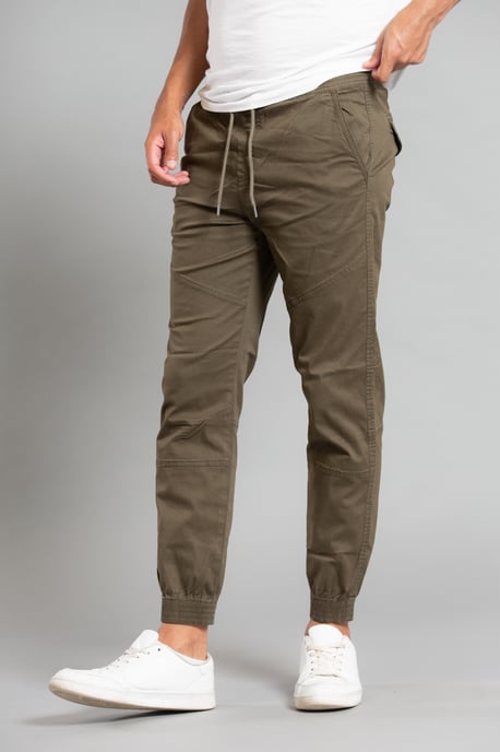 Khaki Cotton Cuffed Trouser
