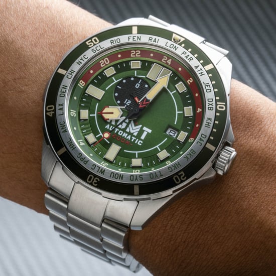 RGMT Transcontinental Men's Japanese Automatic 48mm Green Watch with Leather Strap
