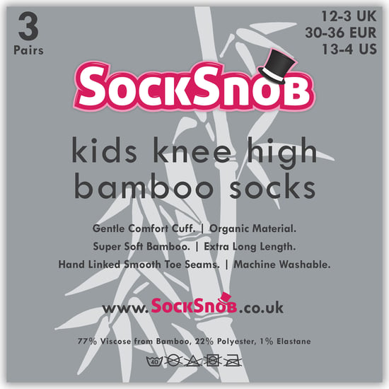 3 Pair Multipack Girls Knee High Bamboo Socks | Sock Snob | Plain Long School Socks for Kids - White - Image 2
