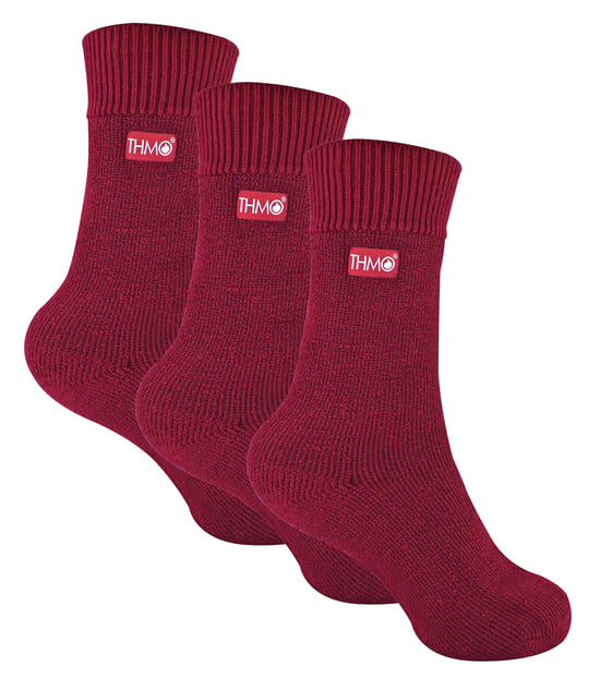 3 Pairs Multipack Kids Thermal Socks | THMO | Ribbed Soft Top Fleece Fluffy Inner Warm Socks for Boys & Girls - Fuchsia - Image 1