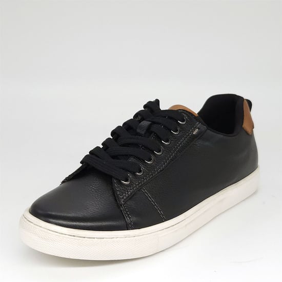 HX London Romford Leather Black Mens Fashion Trainers Casual Sneakers Shoes
