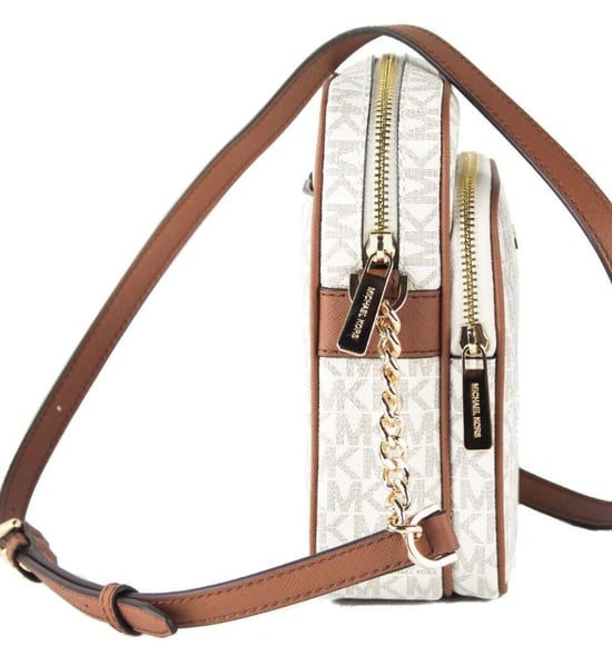Michael Kors Women's Jet Set Medium Vanilla PVC North South Chain Crossbody Handbag