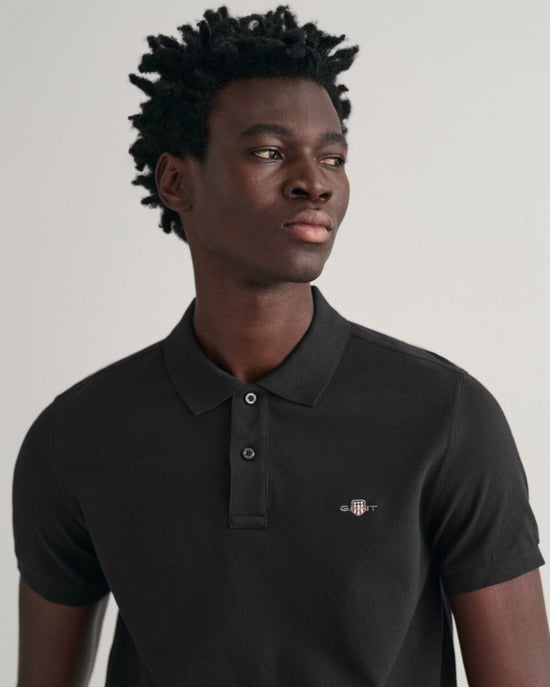 GANT Mens Slim Fit Short Sleeve Shield Logo Pique Polo