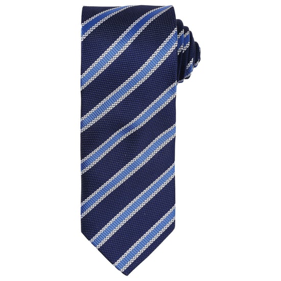 Premier Mens Stripe Waffle Tie (Navy/Royal Blue) - Image 1
