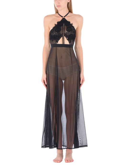 Bluebella Black Lace And Tulle Full Length Nightdress
