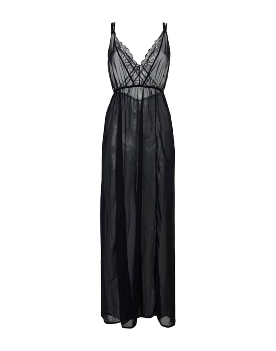 Bluebella Black Lace And Chiffon Full Length Nightdress