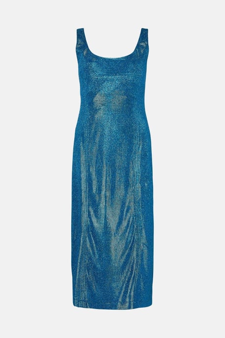 Sparkle Square Neck Sleeveless Midi Dress