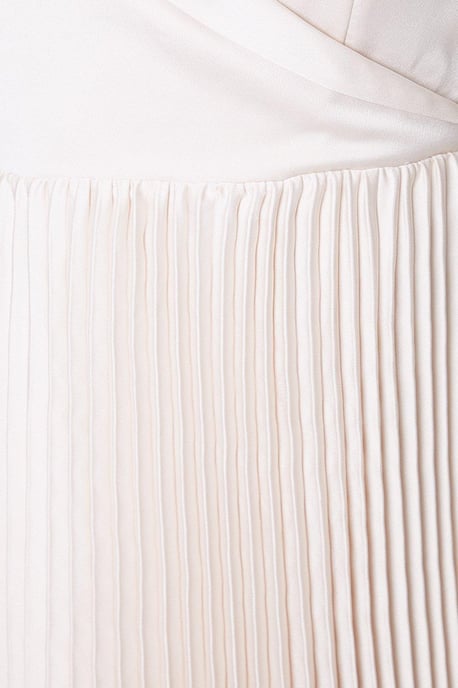 Satin Collared Midi Dress With Pleated Skirt