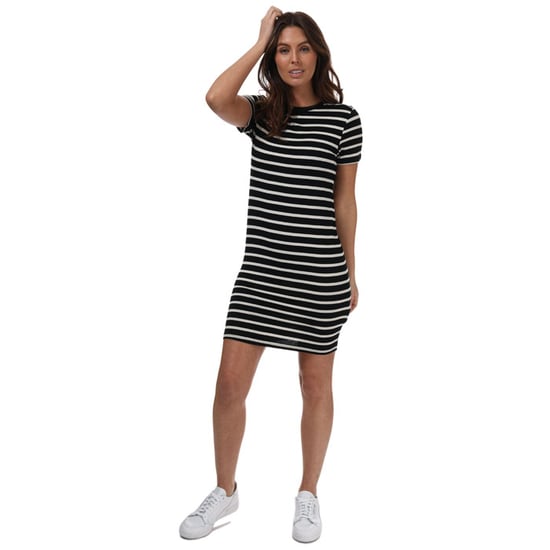 Women's Brave Soul Striped T-Shirt Dress in Black
