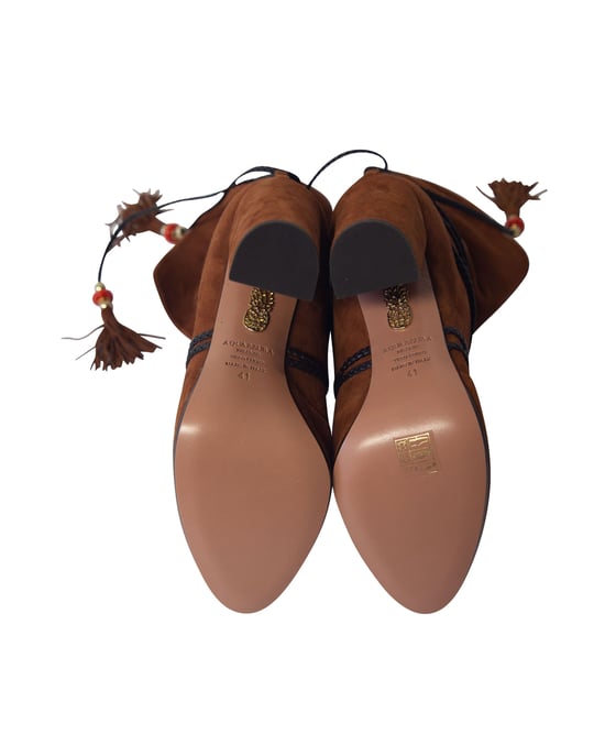 Aquazzura Moonshine Boots with Tie in Brown Suede - Image 5