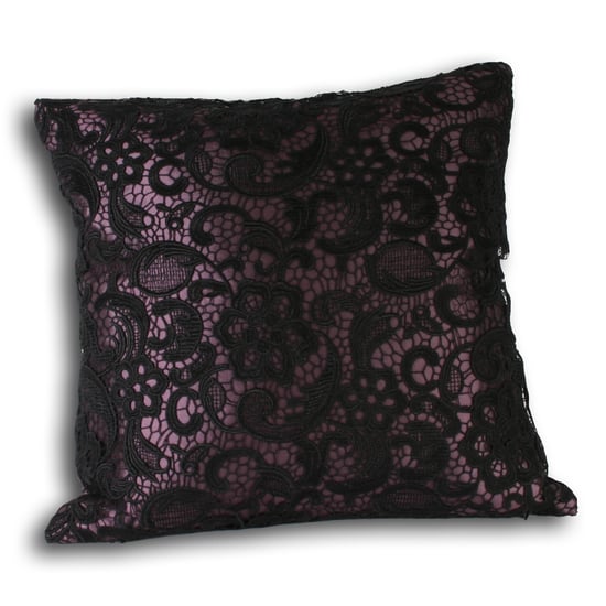 Riva Home Macrame Embroidered Lace Square Feather Filled Cushion - Image 1