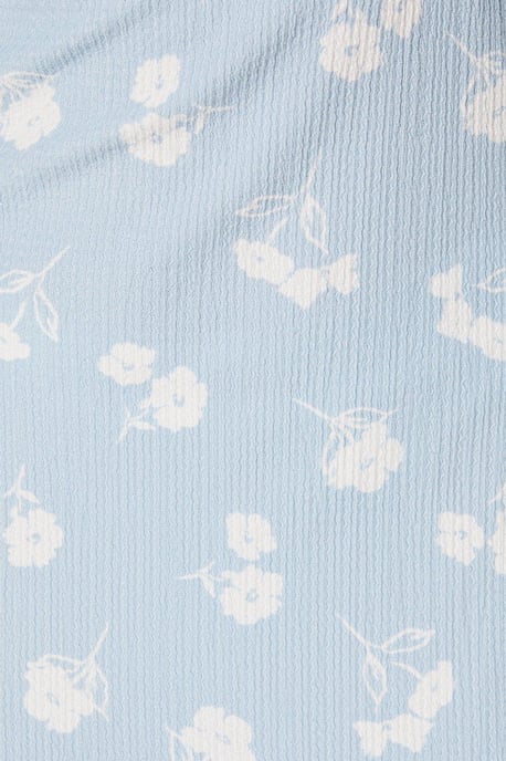 Tall Blue Spaced Floral Tie Front Midi Dress