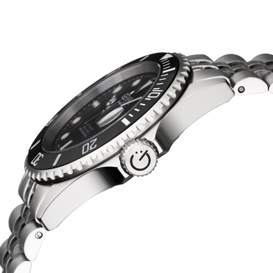 Gevril Men's Wall Street BLK Dial BLK Ceramic Bezel Stainless Steel Bracelet