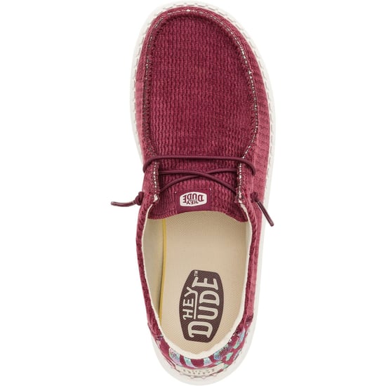 HEYDUDE Wendy Corduroy Leo Polyester Dam Burgundy Loafers - Image 4