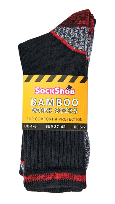 Mens Breathable Heavy Duty Bamboo Work Socks for Steel Toe Boots - Image 2
