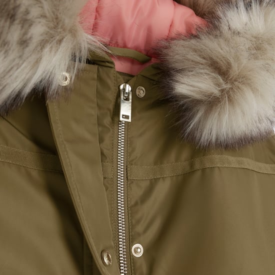 River Island Girls Parka Coat Khaki Hooded