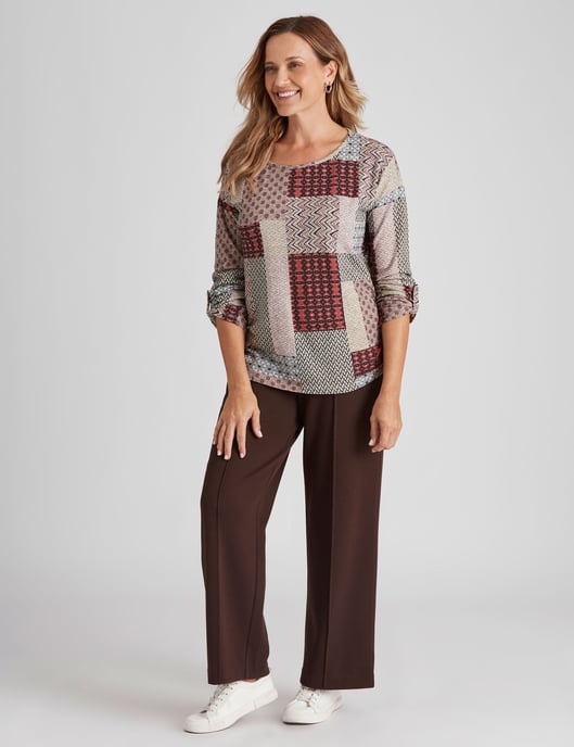 Womens Millers Wide Legs Brushed Pants Chocolate
