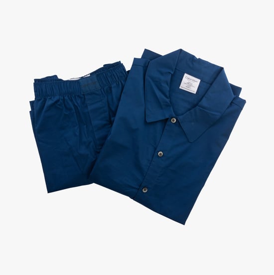 Calvin Klein PURE COTTON SLEEP Short Pyjama Set Mens Navy Peony
