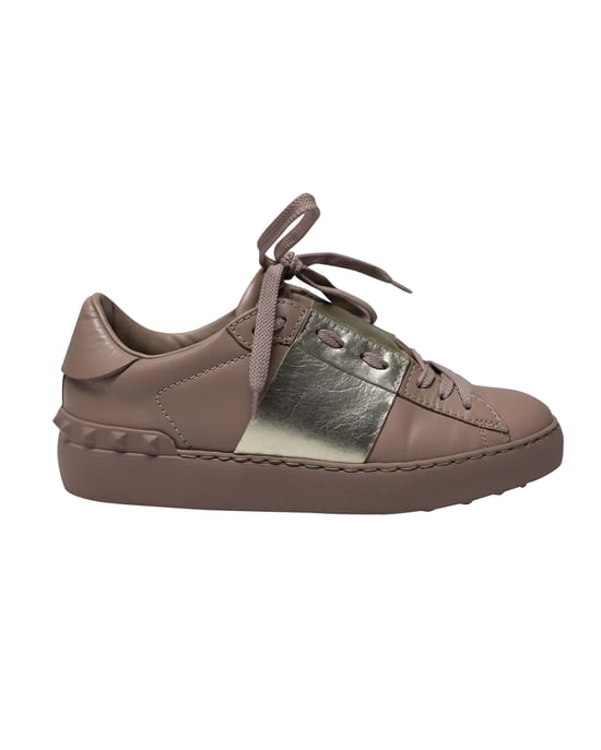 Valentino Garavani Open for a Change Sneakers in Old Rose Calfskin Leather - Image 1