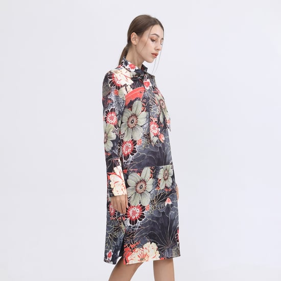 Skjortklänning med blommigt makrotryck - Image 2
