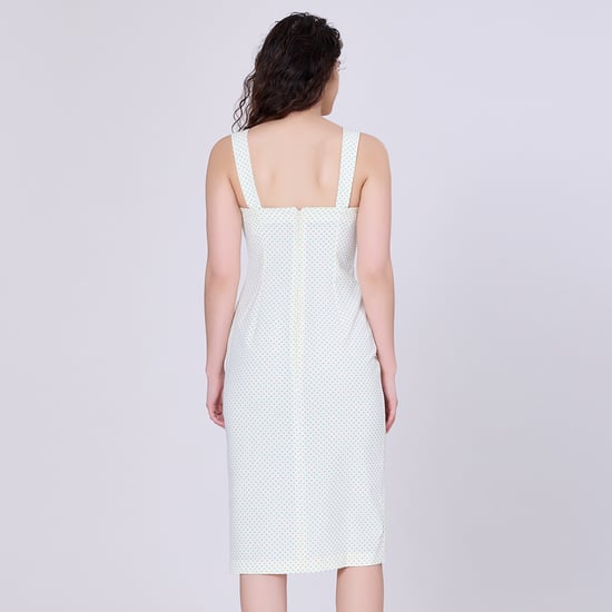 Sleeveless sheath dress mini dots print